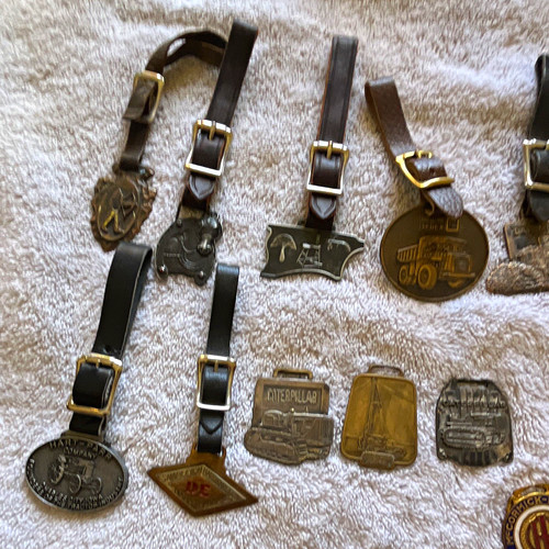 Vintage leather watch fob - fob, lot