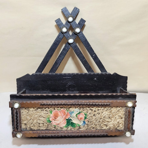 Unusual tramp art wall pocket - unusual,