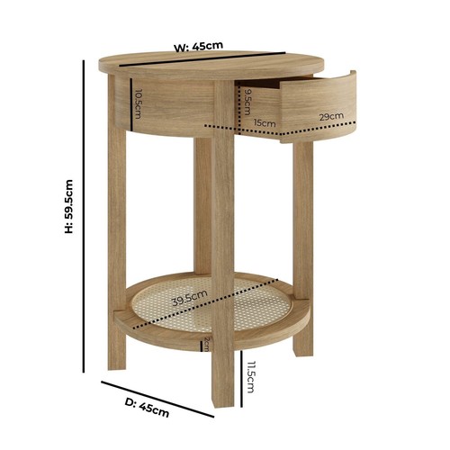 Light oak circular bedside - light,
