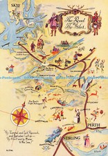 D022927 The Road to The Isles. Illuminated Map Postcard. Dunlop Rubber