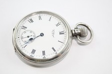 Vintage .925 Silver Waltham Open Face Pocket Watch Hand Wind Working