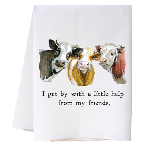 Cow friends kitchen tea towel - kitchen,