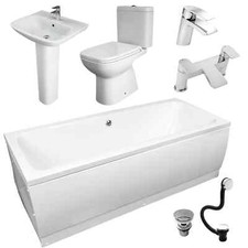 1700mm Double Ended Bath Suite With Rak Origin Basin & Toilet Set