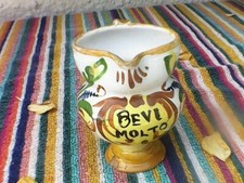 ITALIAN ANTIQUE FAIENCE MINIATURE BEVI MOLTO PITCHER