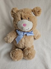 Tesco With Love Golden Brown Teddy Bear with Blue Bow 12" Soft Toy