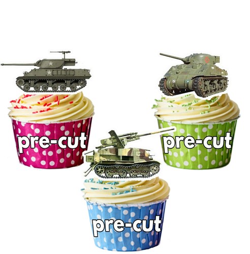 Precut army tanks edible - army,