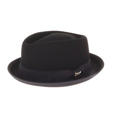 Whiteley 100% Wool Jet Black Pork Pie Hat Diamond Top Fully Lined 3 Sizes