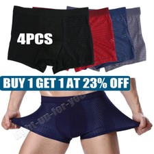 Set Men Breathable Underwear Bamboo Fiber Men's Solid Comfortable Boxer Shorts.