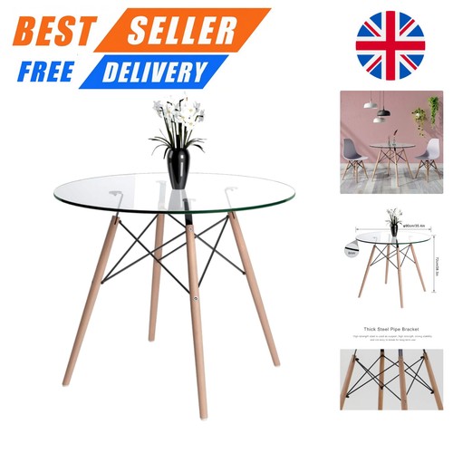 90cm round glass dining table - glass,