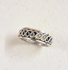 Large size Celtic style "worry" ring, sterling silver. Vintage