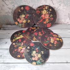 Vtg Round Lady Clare Dutch Flowers Set of 6 Place / Table Mats 2 Serving Mats