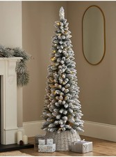 Green & White Slim Snowy Pre-Lit Christmas Tree 6FT - New Other