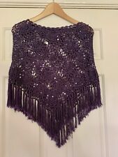 Purple Sequin Crochet Poncho by Savida Be Inspired - Size 12/14 See Measurements