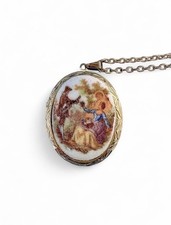 Porcelain cameo locket - porcelain,