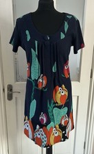Purplish Navy Owl Pattern Light Jumper Dress Women’s Size L
