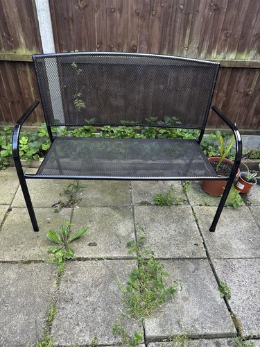 Mesh black metal garden - black, bench