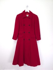 Windsmoor Coat Size 12 Red Wool Blend Overcoat Jacket Full Length Flared Double
