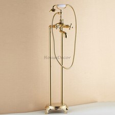 Floor Mounted Free Standing Bathtub Shower Tap Set Bath Handheld Spray Faucet