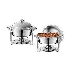 2 Pack Round Chafing Dish Buffet Set,Stainless Steel 8QT Round Buffet Servers...