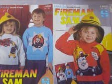 Knitting pattern of 3 Fireman Sam designs for children's jumpers