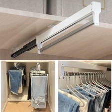 Pull Out Clothes Rail, Adjustable Pull Out Hanger Rail Rod for Wardrobe Trousers