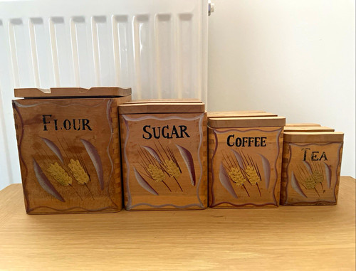 Vintage wood 4pc square - 4pc,