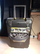 Stanley Mobile Work Center Metal Latche Rolling Trolley Tool Box Case 2 Section 