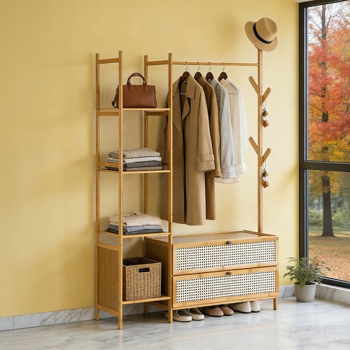 Bamboo garment rack - garment, storage