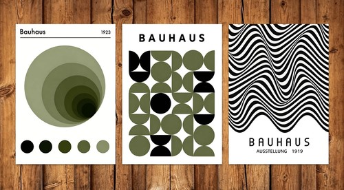 Set green bauhaus posters - of, 3