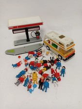 Vintage Playmobil Camper Set with Figures & Esso Gas Station