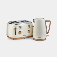 Fika Cream & Wood Kettle and 4