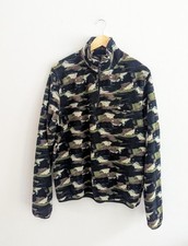 WESC Unisex Camouflage Fleece  Quarter Zip Jacket Black Green Outdoor Pullover 