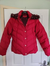 per una marks & spencer Red padded Down Feather winter Jacket Coat, size 10 / 12
