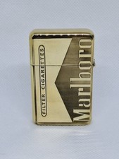 Stunning Solid Brass Marlboro Filter Cigarettes Petrol Lighter Working Order