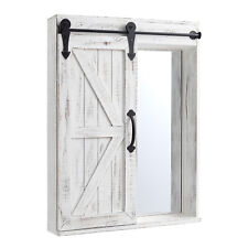 Wooden Mirror Cabinet w/ Sliding Door Bathroom Cloakroom Storage Cupboard Shelf