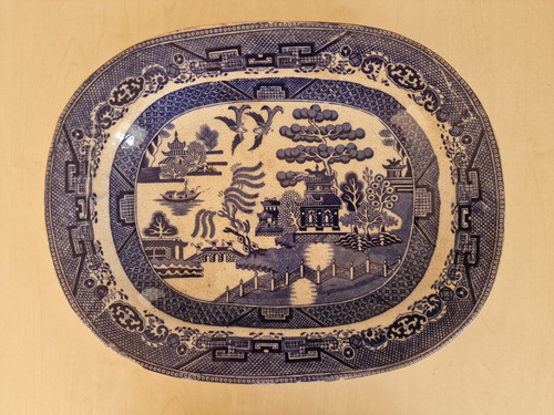 Antique blue willow serving - willow,
