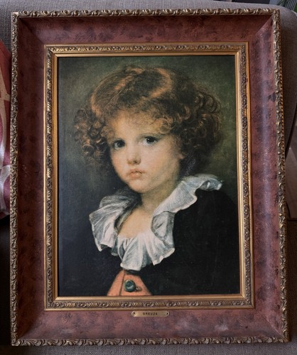 Vintage framed greuze print - vintage, on