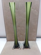 Vintage Large Handmade Art Studio Glass Trumpet Vases Czech/Bohemian 40cm