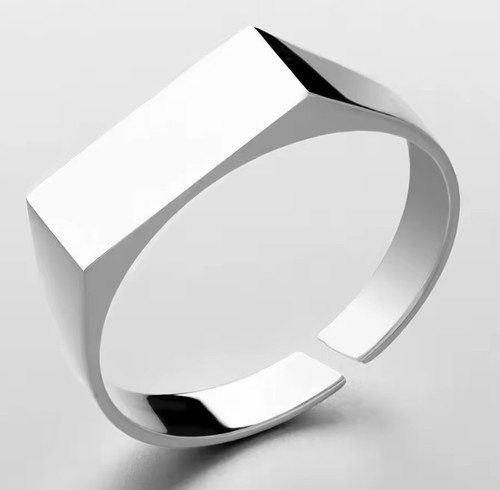 Men plain signet ring silver - signet,