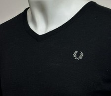Fred Perry | Merino Wool  V-Neck Jumper Large (Black) Mod Scooter Ska Casuals