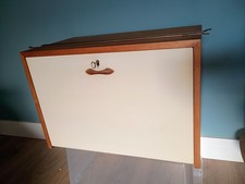 Staples Ladderax small white fronted 59cm drop leaf writing desk cabinet + bars 