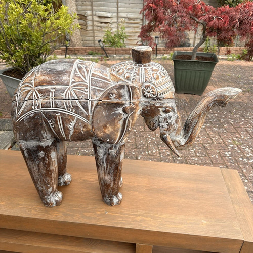 Carved wooden elephant - carved,