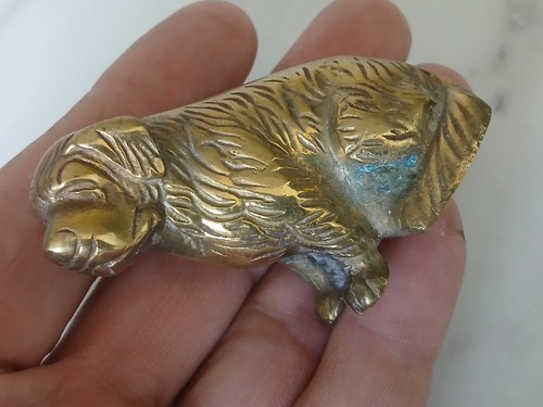 Vintage brass dog - brass,
