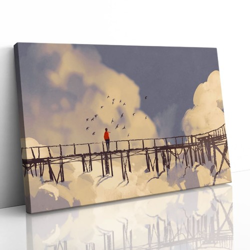 Man on Bridge with Birds 