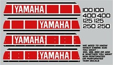 YAMAHA YZ 100 125 250 400 TANK & SIDE PANEL DECALS 1977 - 1980