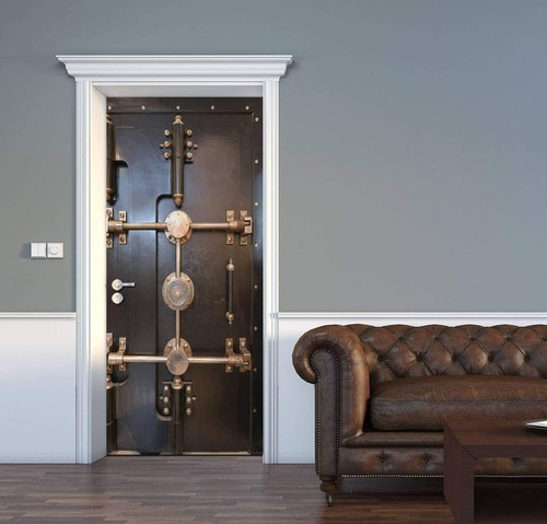Door decal antique bank - door,