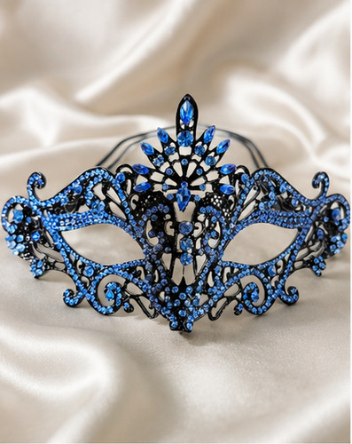 Blue crystal masquerade mask - crystal,