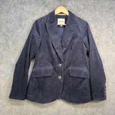 Boden Blazer Womens Size UK 10 Navy Blue Cotton Blend Corduroy Jacket Lagenlook