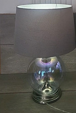 Tesco Glass Table Lamp Light Grey H47cm 42W Max E14 Living Room Bedroom