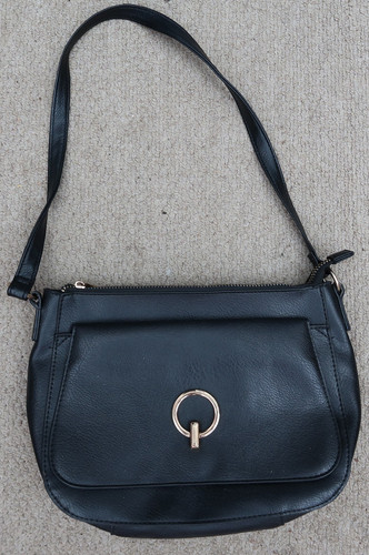 Black faux leather - handbag, +